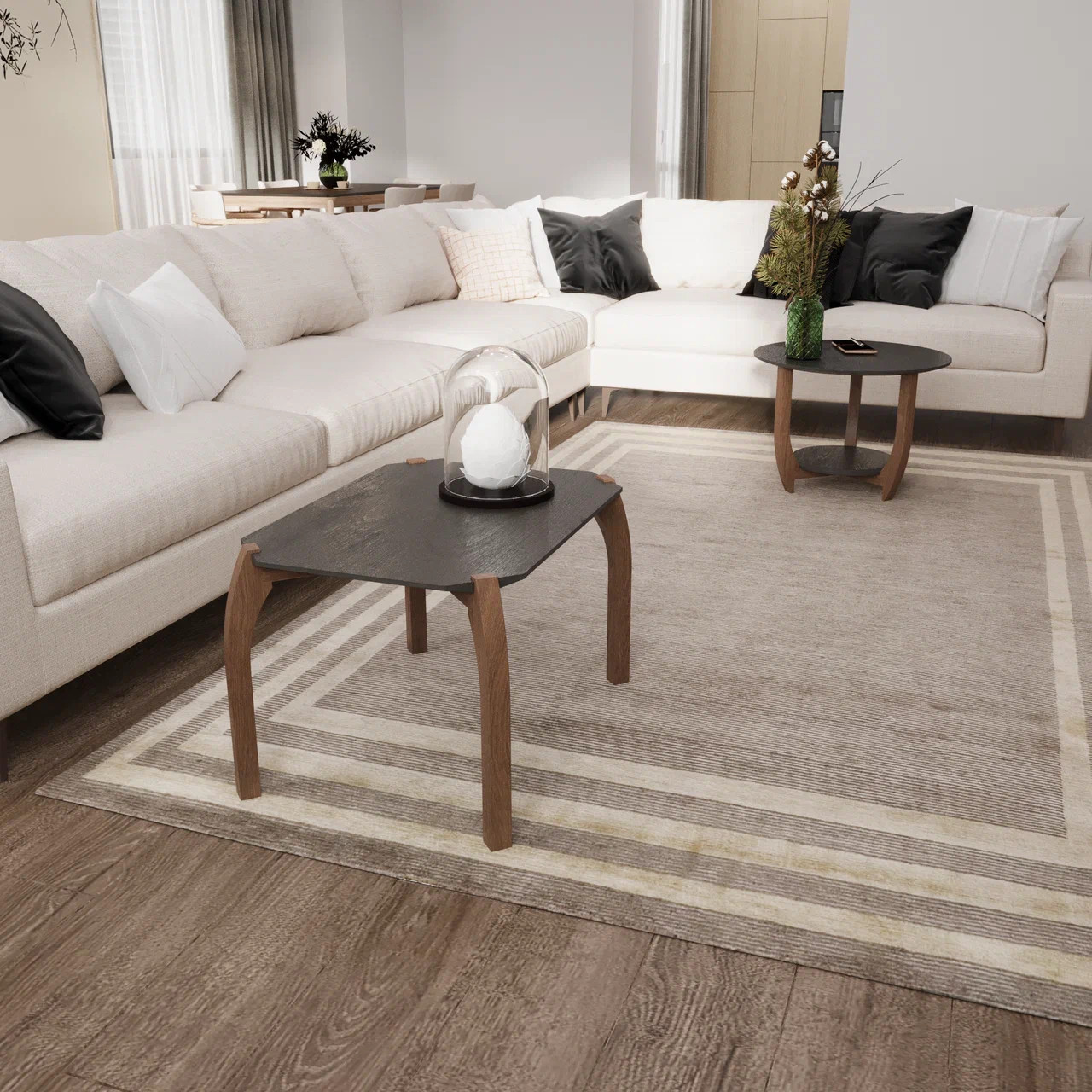 Журнальный столик в гостинной / цвет черный и белый