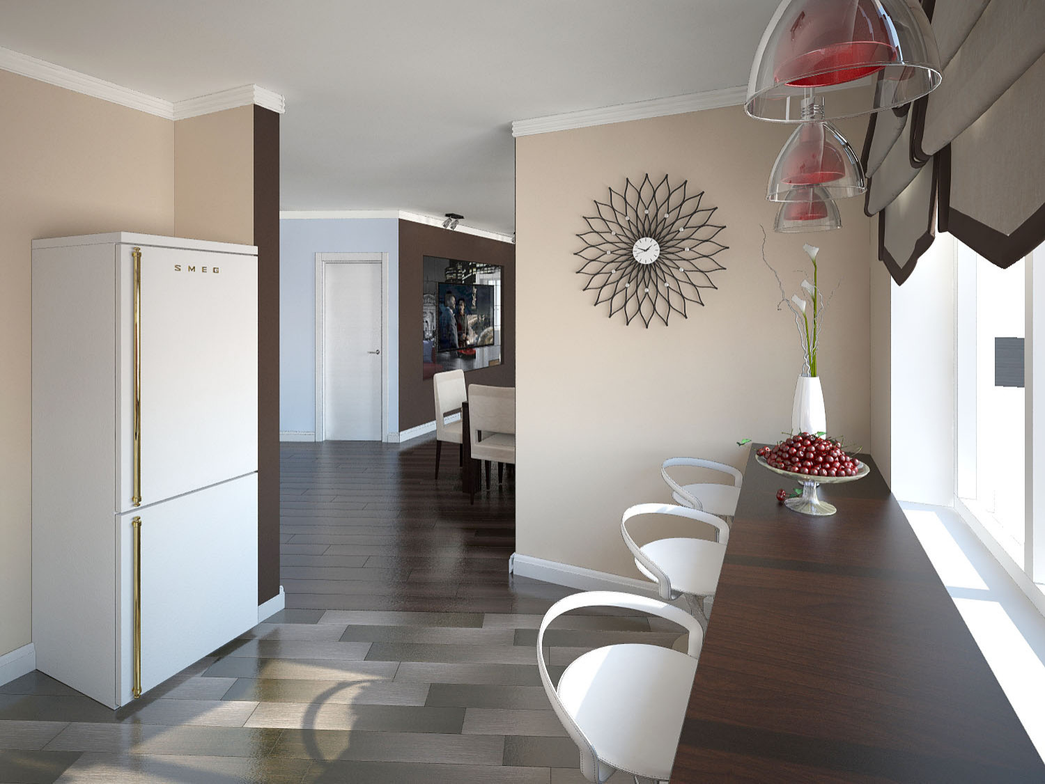 Современная трехкомнатная квартира на 20 этаже