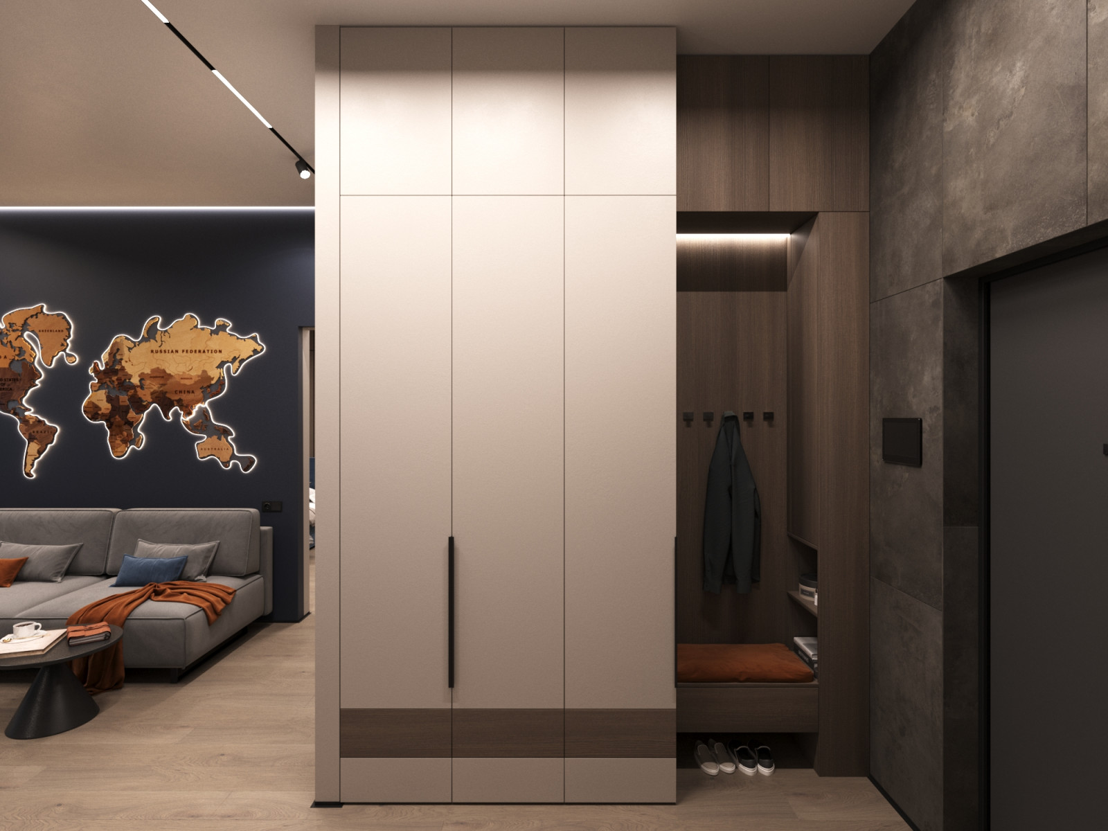 Обложка проекта: Дизайн интерьера квартиры 77 м2 с 2-мя санузлами и гардеробной