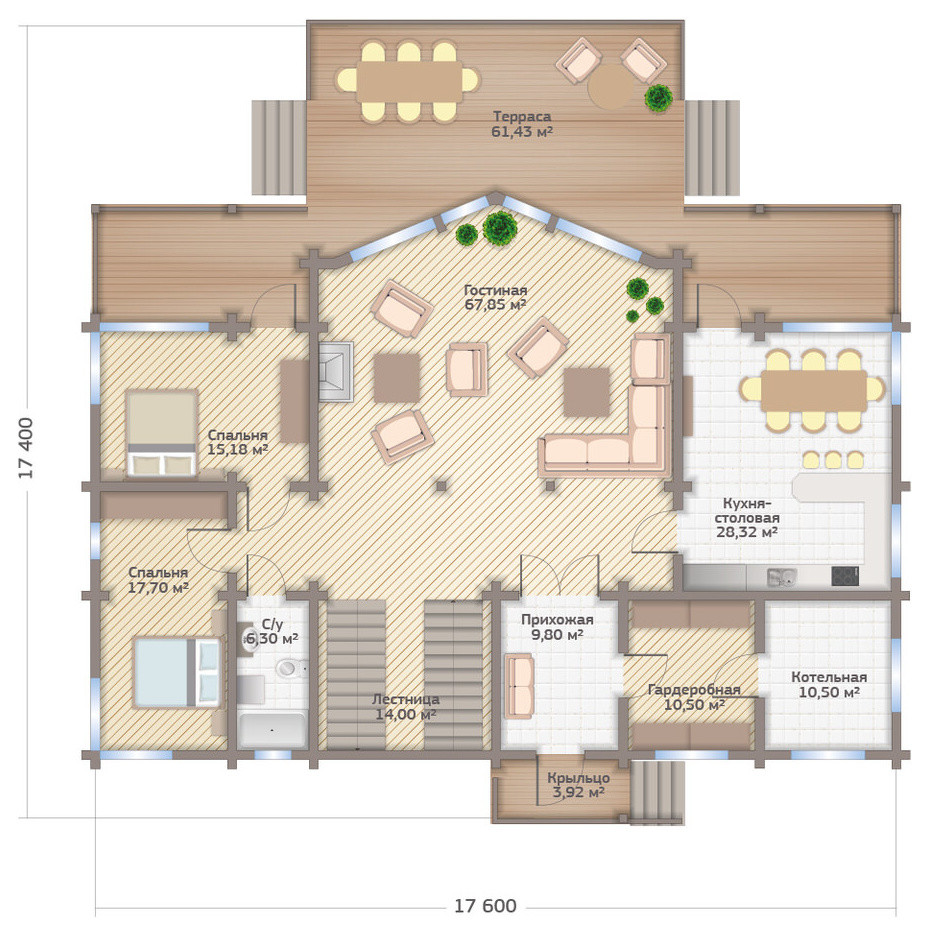 Проект дома из клееного бруса Д-195-481