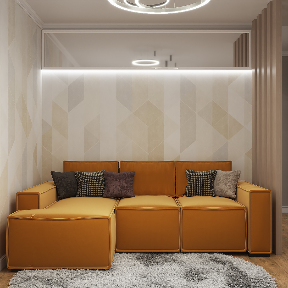 Двухкомнатная квартира с гостиной-холлом