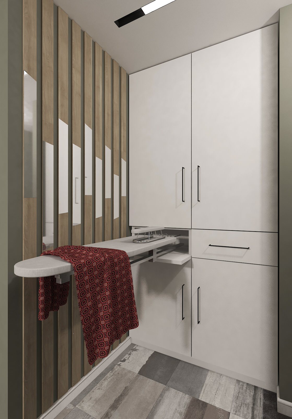 Стиль минимализм + лофт.  "Графит и картон"