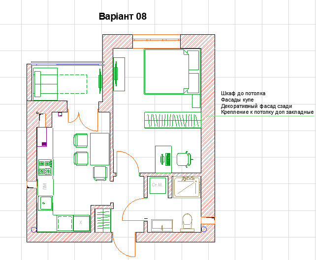 Planungslösung 37m2 (Planning solution 37 sq m)