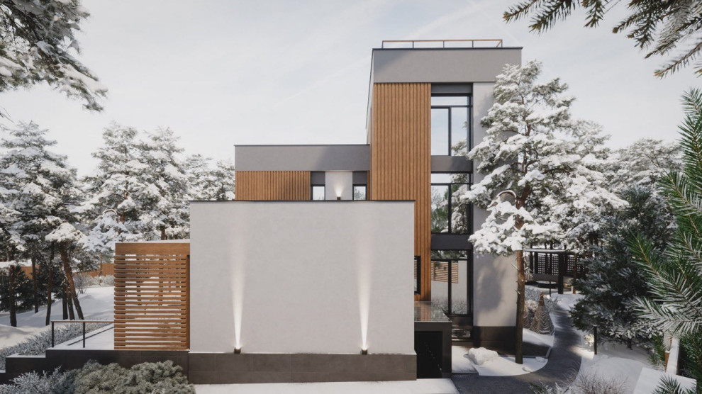 Реконструкция современного дома (зима)
