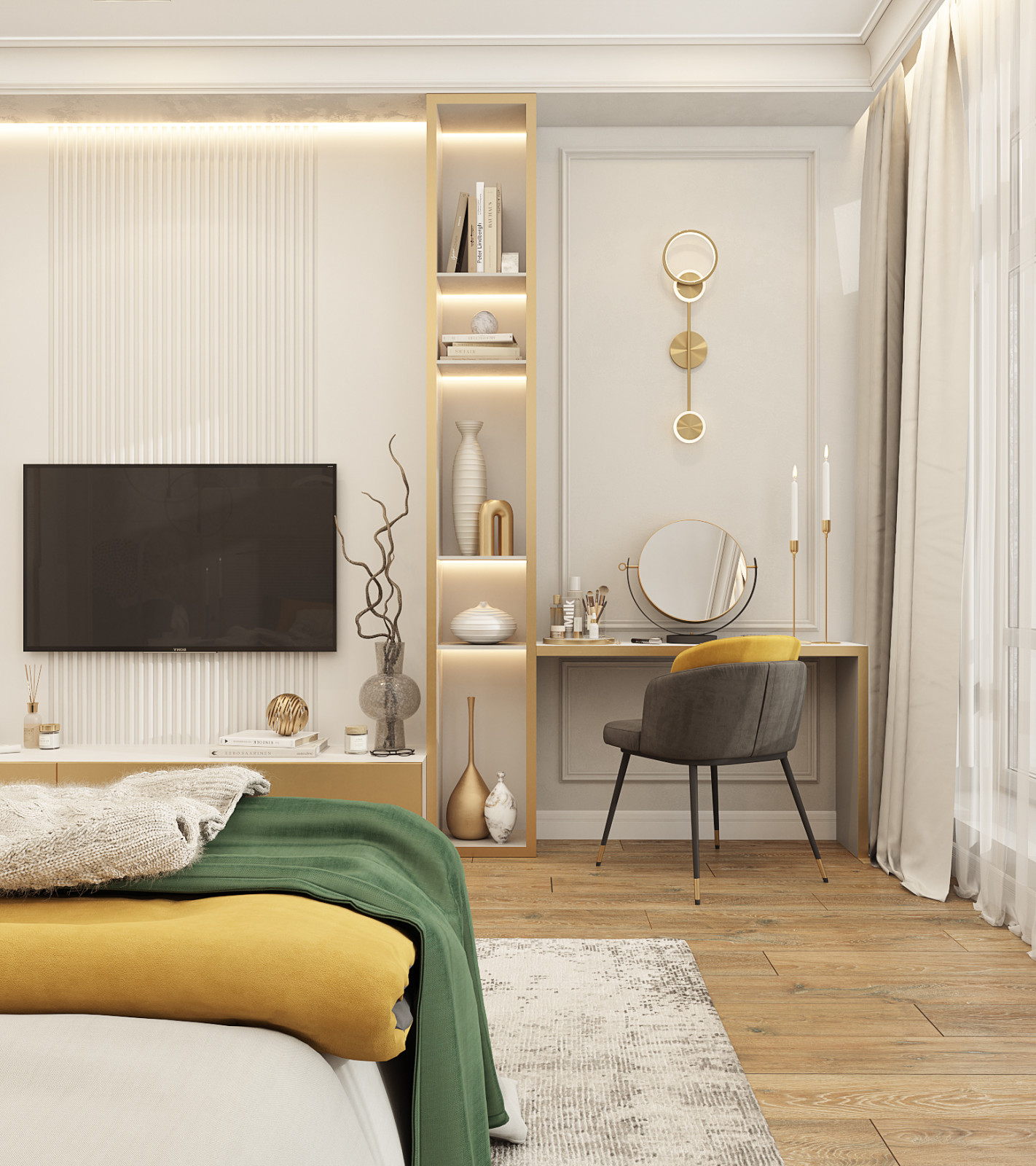 Главная спальня в коттедже. Обои из коллекции «Deco»