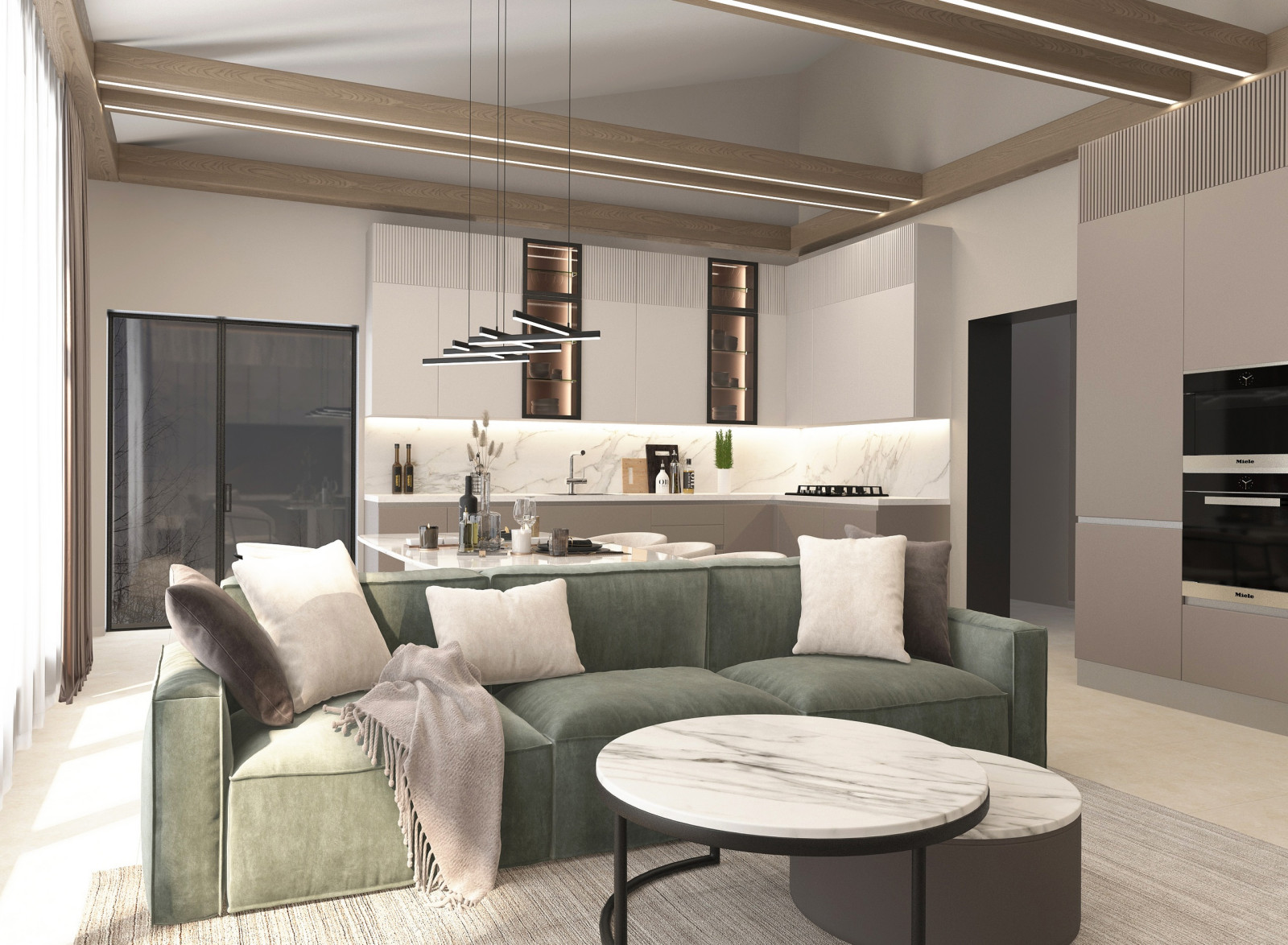 Кухня-гостиная в загородном доме