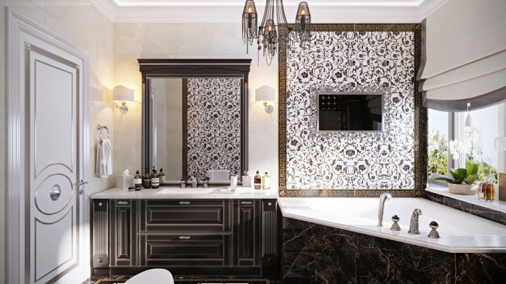 Черно-белая ванная