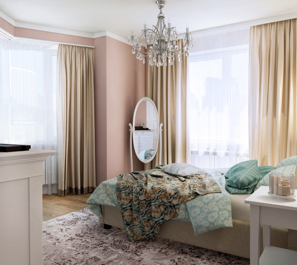 Дизайн спальни в коралловых тонах