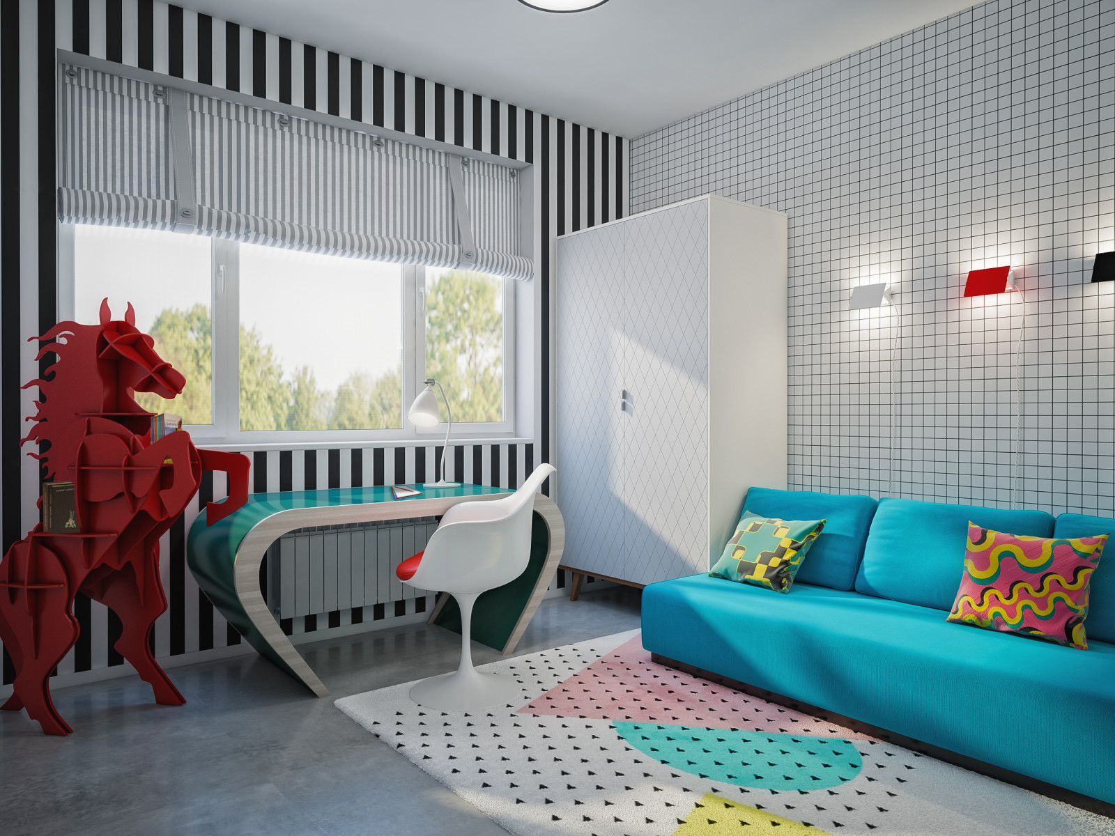 Красочное решение от дизайнера в стиле мемфис.