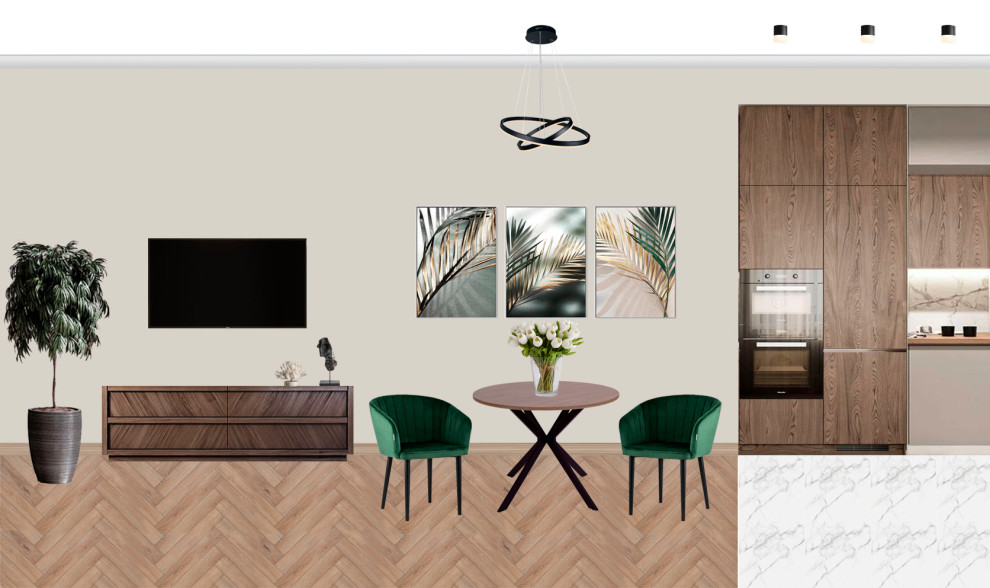 Обложка проекта: 2D - коллажи кухни-гостиной (3 варианта)