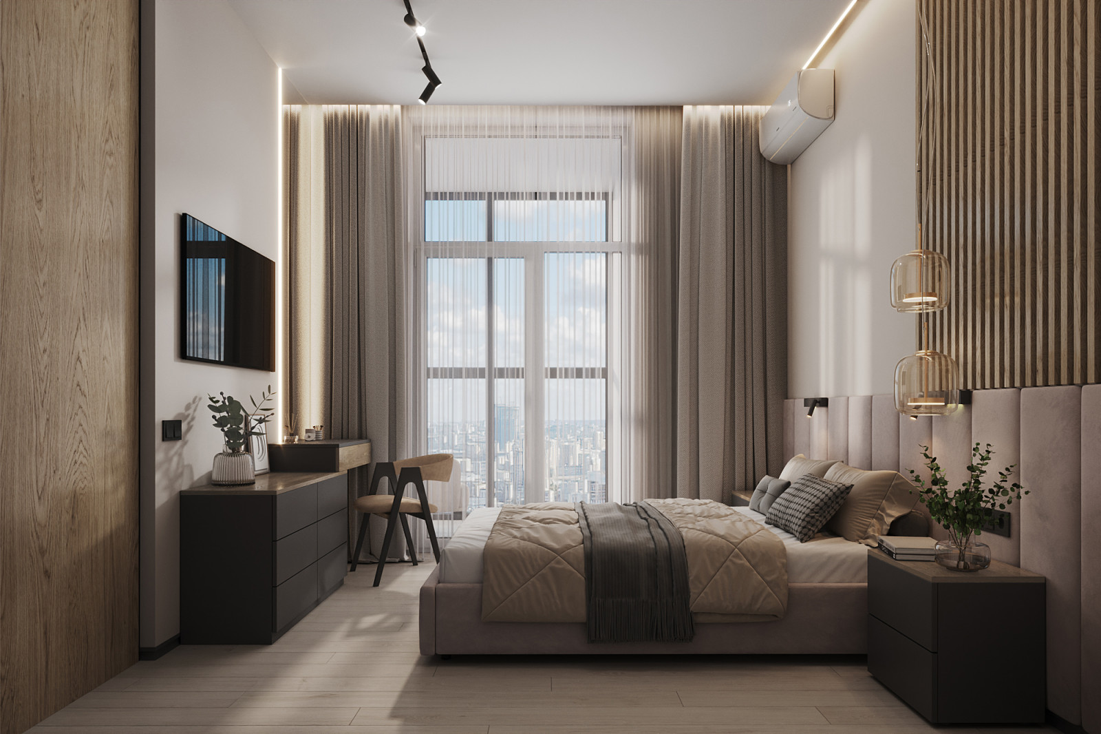 Современная спальня ЖК Сердце столицы