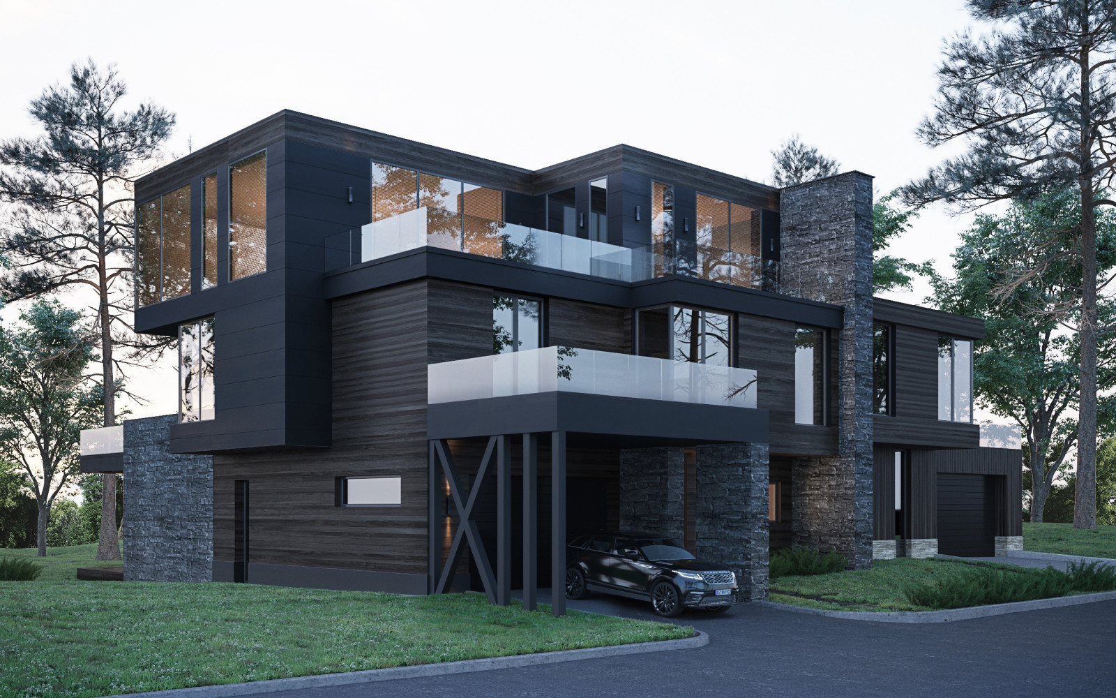 Обложка проекта: Дуплекс на две семьи , общей площадью 800м2