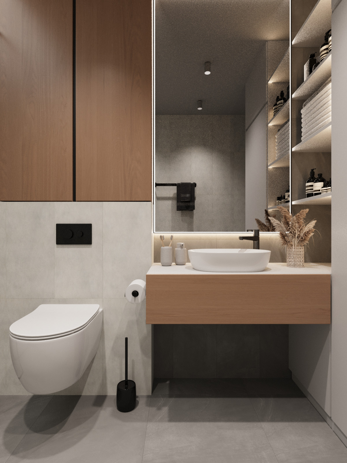 Светлая ванная в минимализме