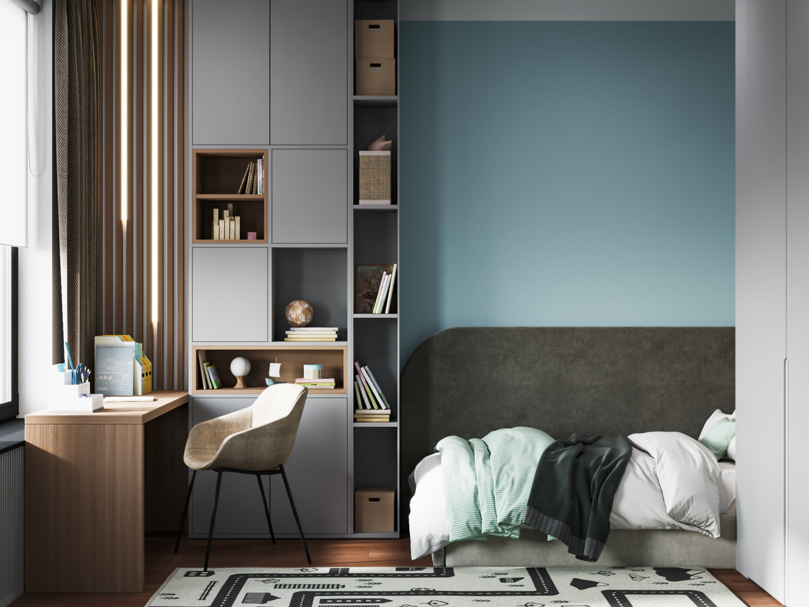 Шоколадно-кофейная квартира для семьи с ребенком в ЖК 1147