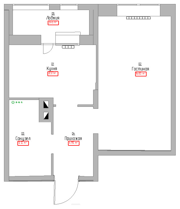 Обложка проекта: Планировочное решение квартиры 39 кв. м. ЖК Галактика