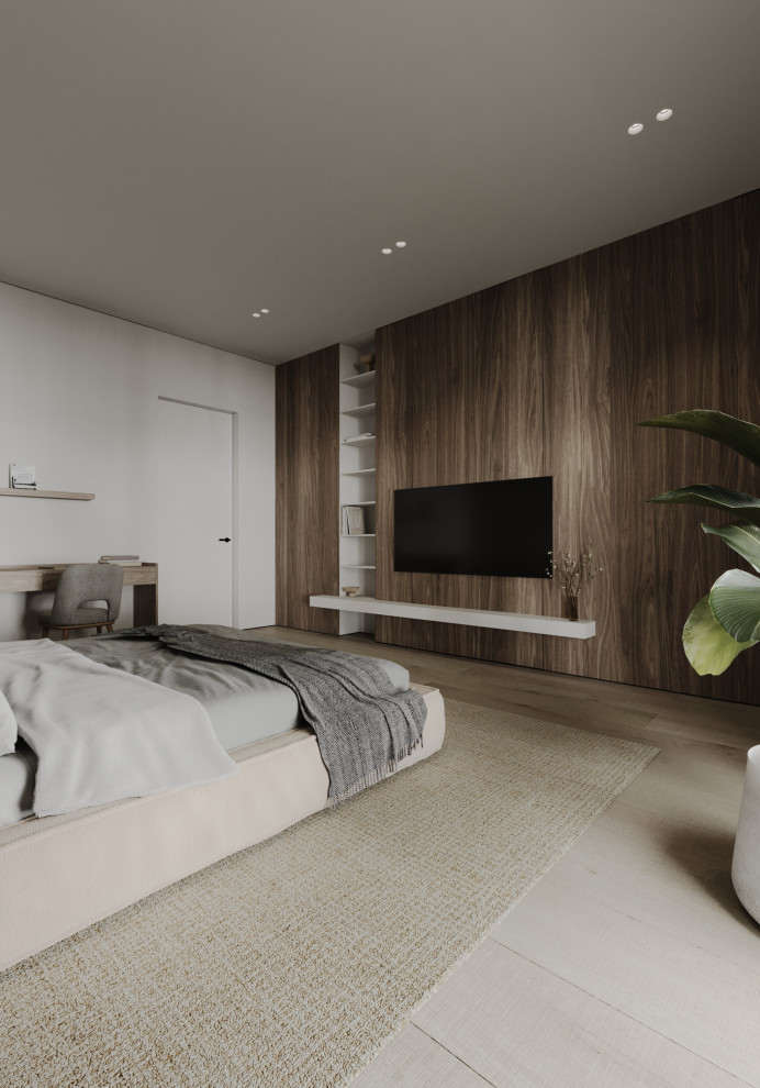 Дизайн спальни из проекта загородного дома The CUBE