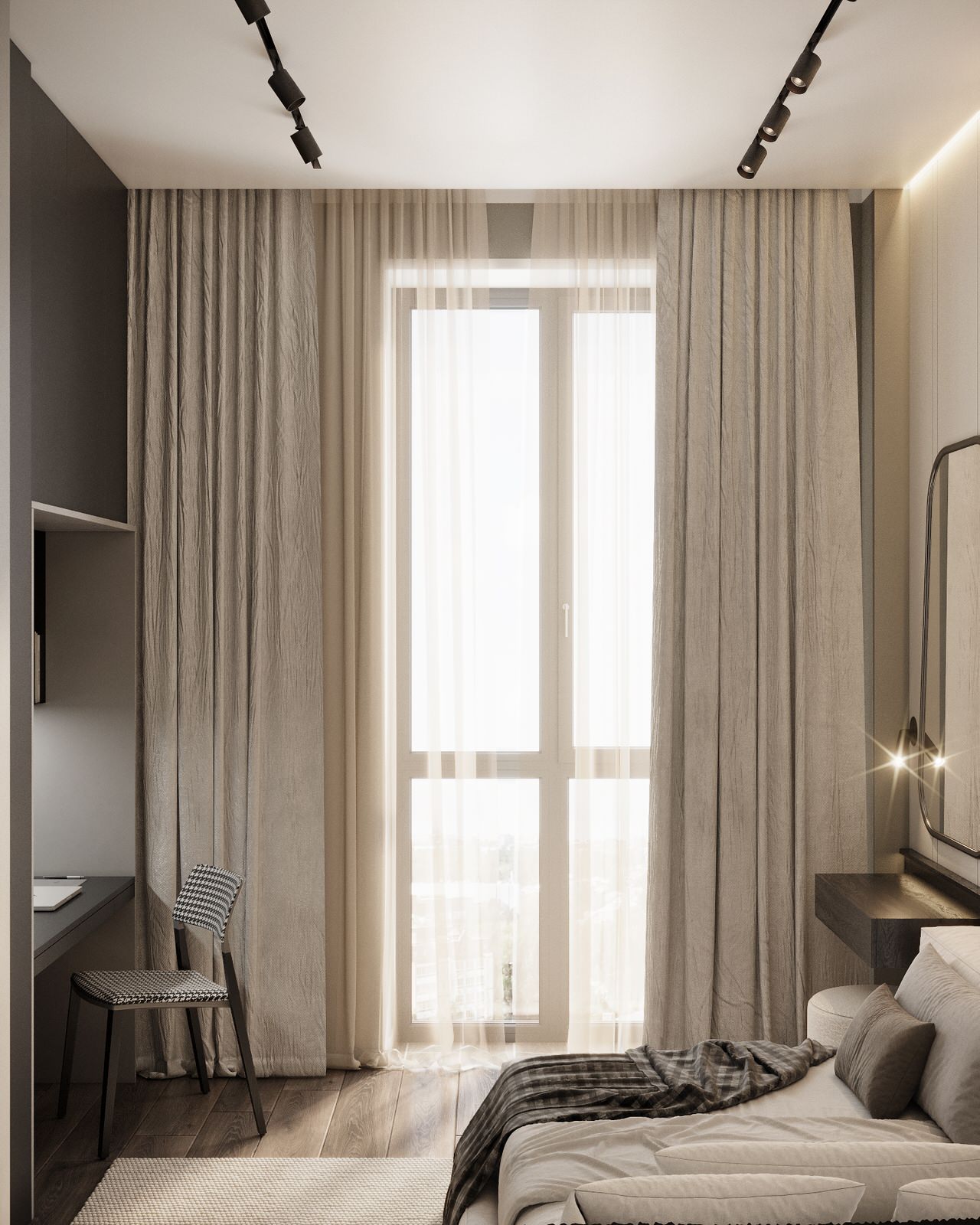 Монохромная квартира с террасой.