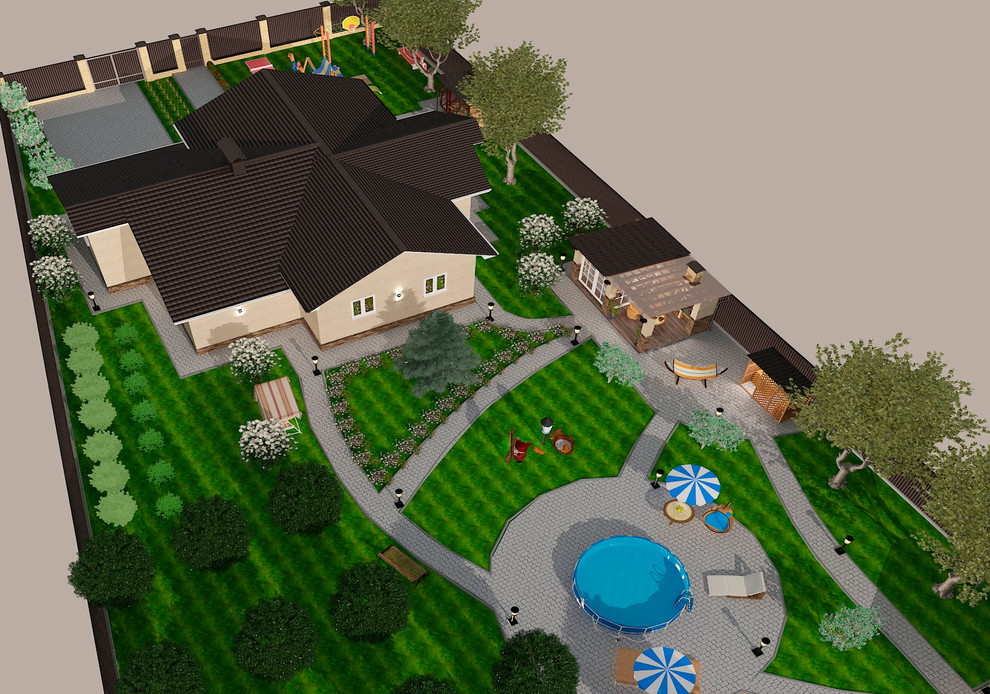 Благоустройство территории частного дома.