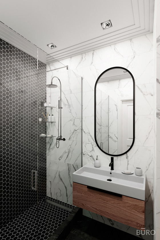 Контрастный интерьер квартиры 58 м²