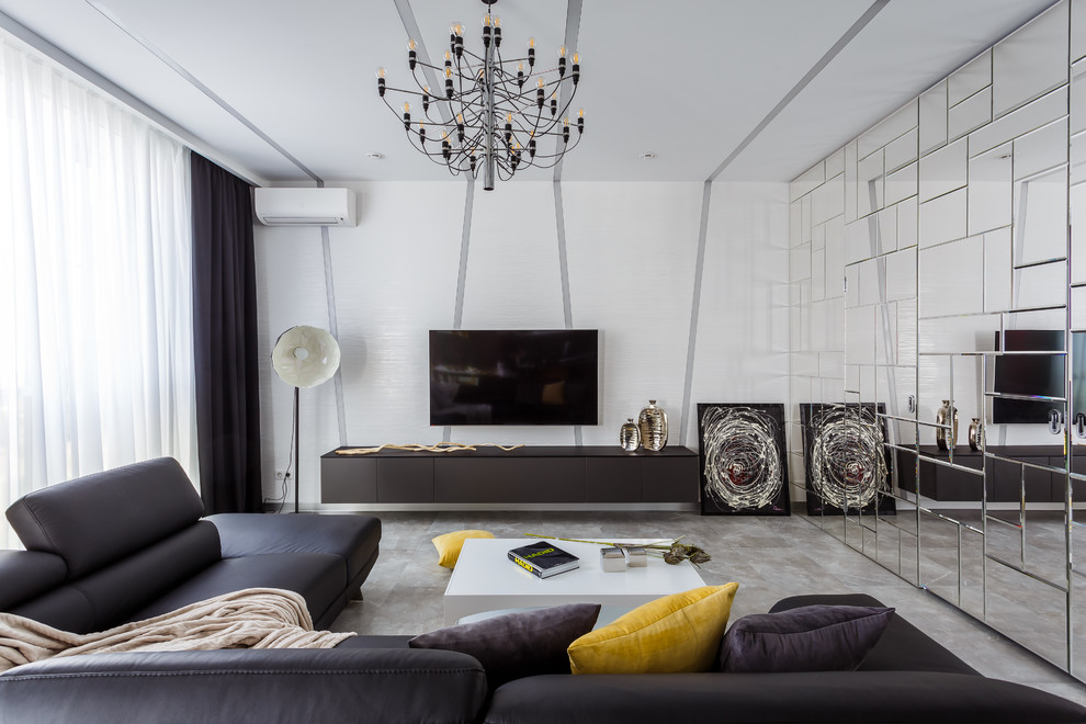 Фото гостиной реализованного проекта квартиры ЖК "Адмирал".