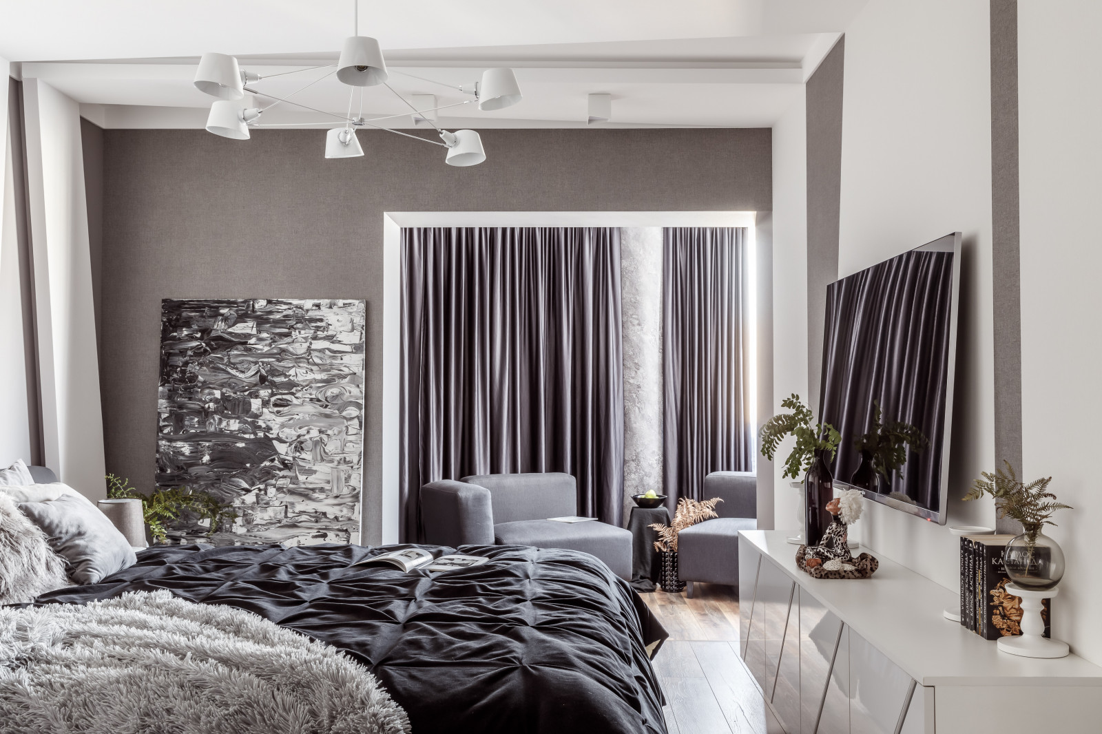 Монохромный интерьер в 2-х комнатной квартире