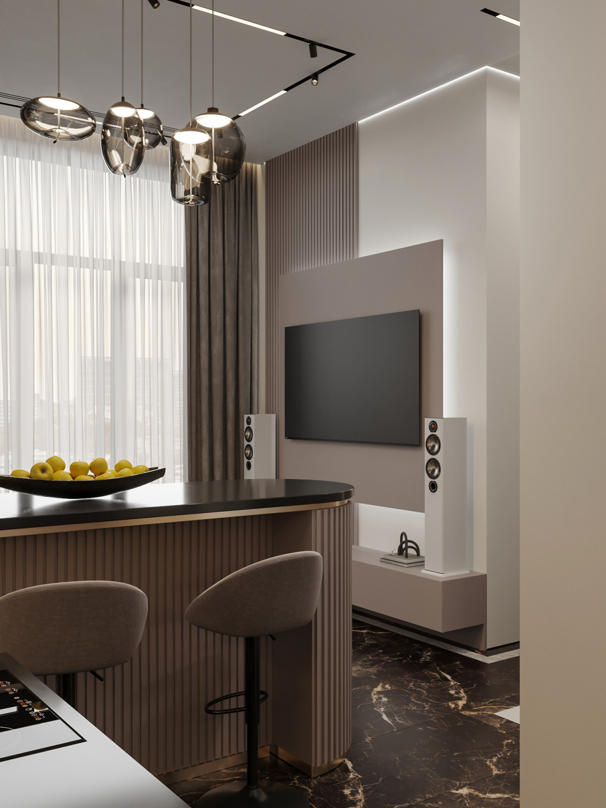 Квартира 63 м² в современном стиле для пары