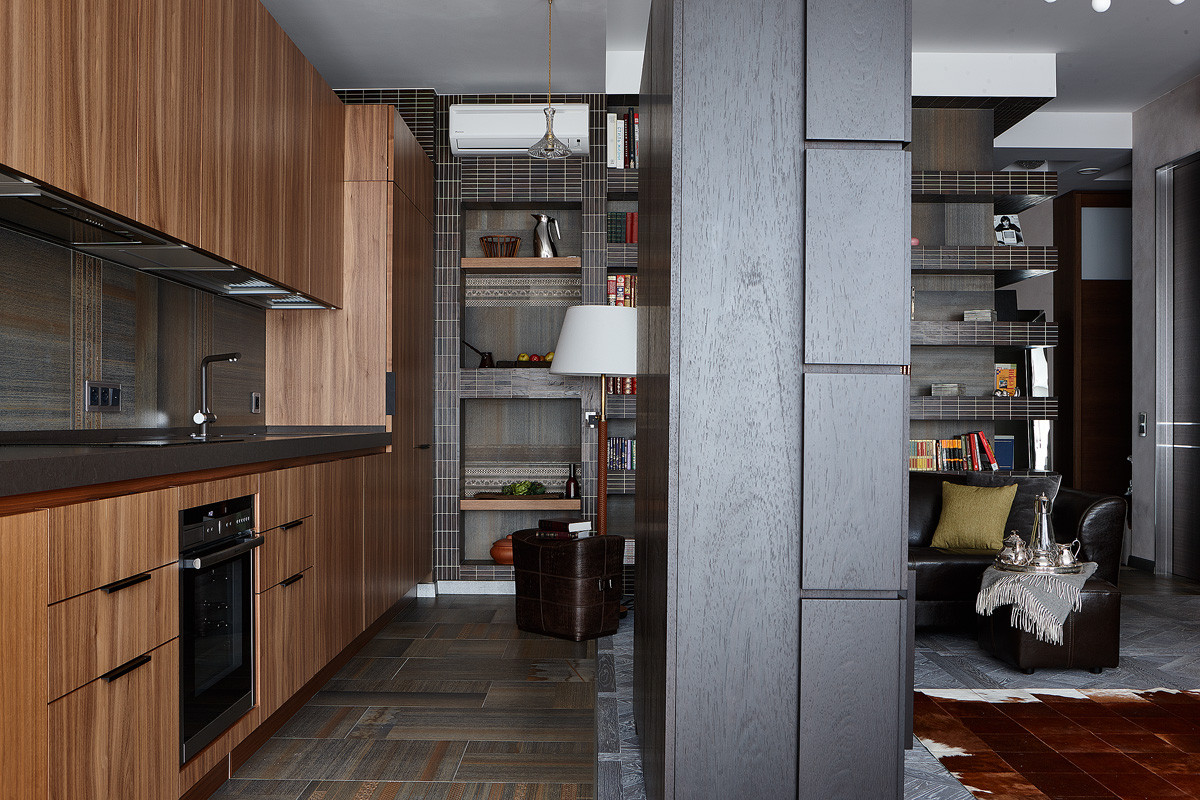 Пример совмещения кухни и гостиной