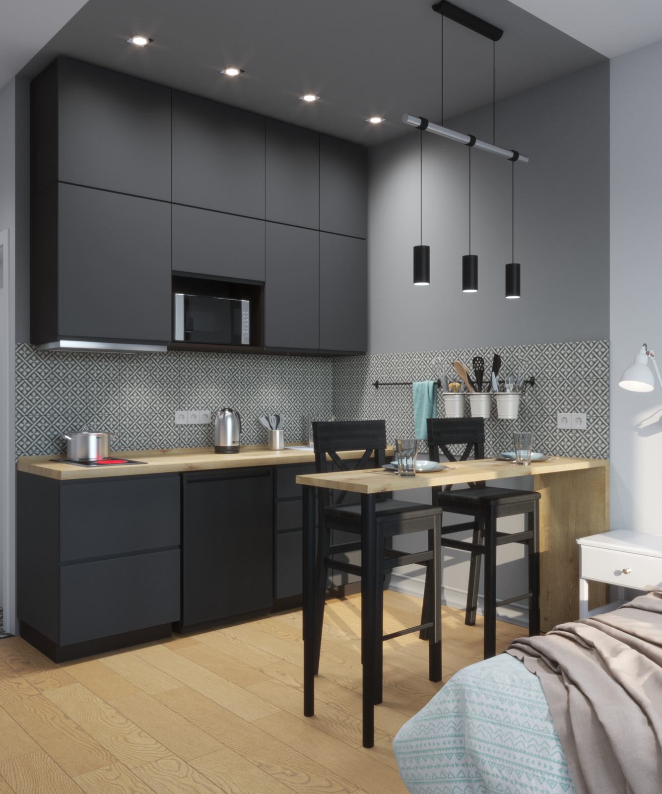 Черно-белый интерьер