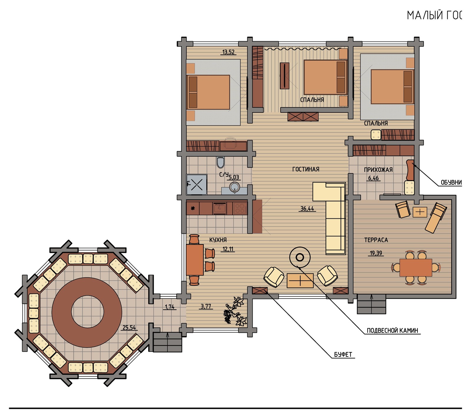 Дизайн загородного срубового дома