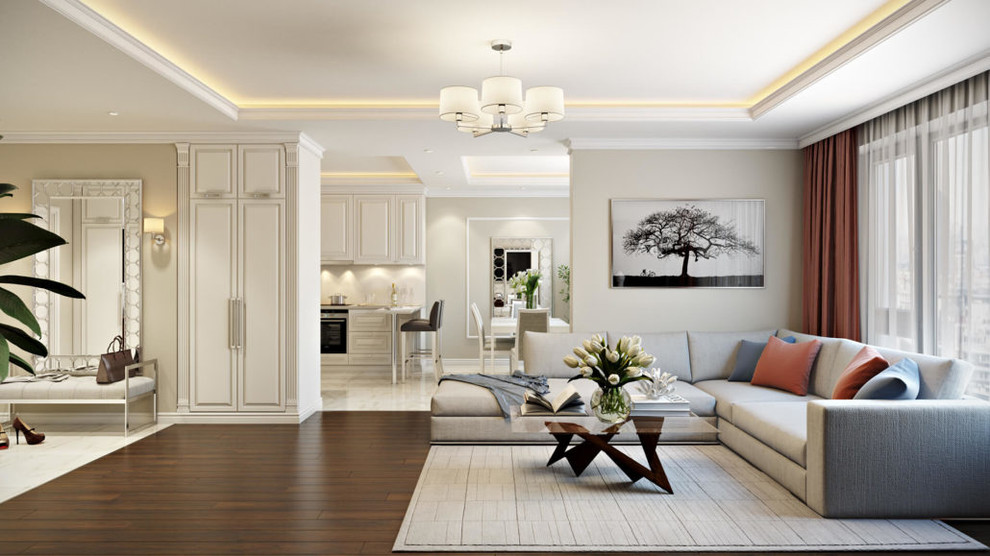 Дизайн просторной квартиры в светлых тонах