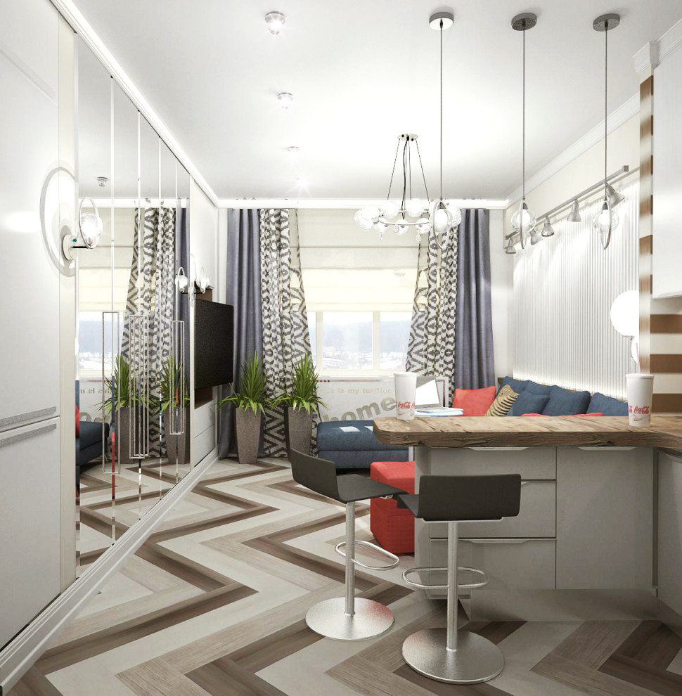 Яркий проект. Квартира 70 м.кв. фьюжн.