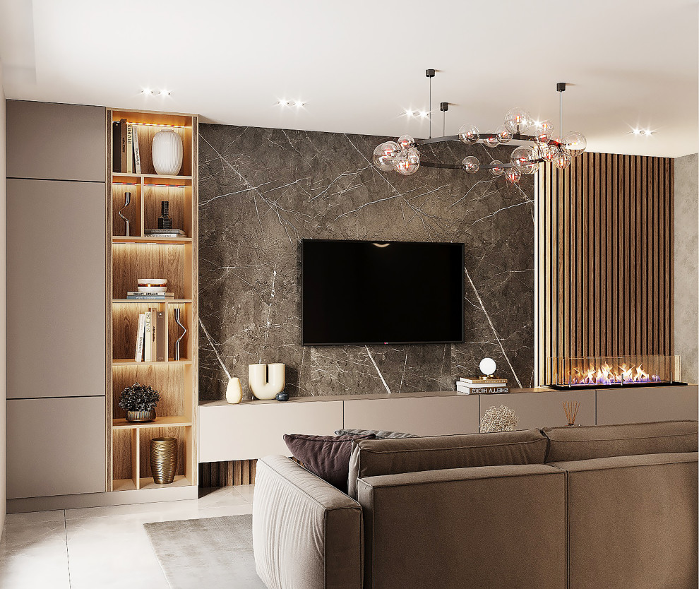 Большая кухня0гостиная в частном доме