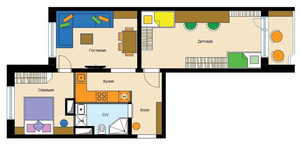 Перепланировка: 5 вариантов для двухкомнатной квартиры в доме КОПЭ