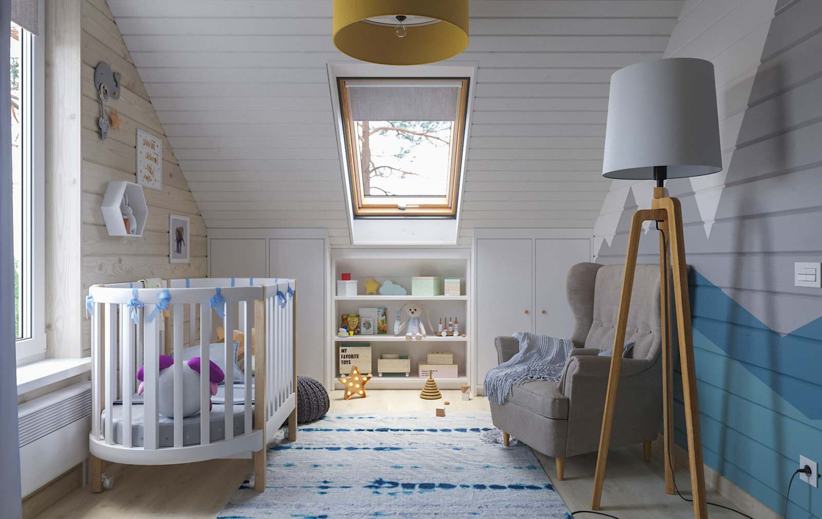 Мансардный этаж в сканди стиле