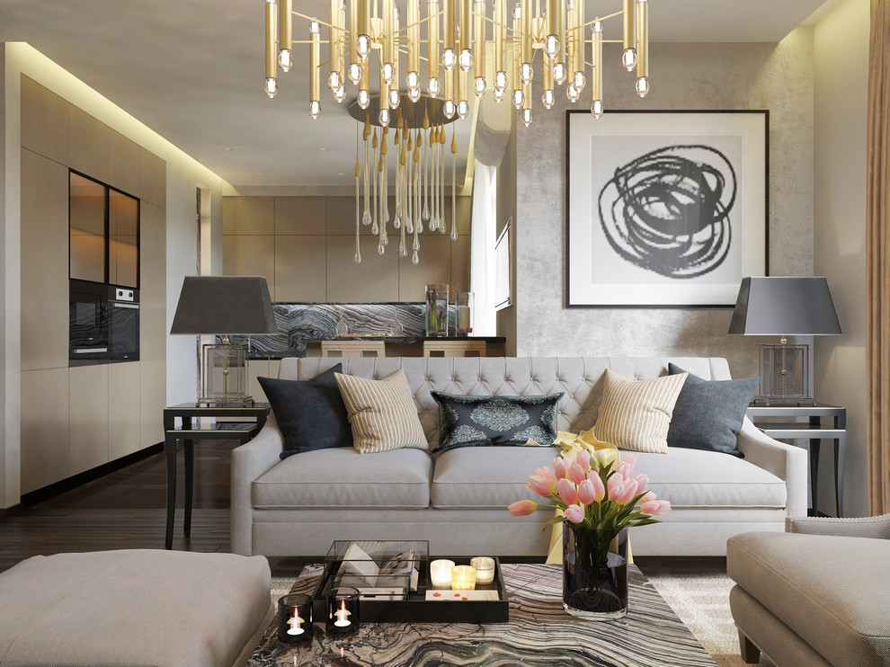 ЖК Мосфильмовский. Кухня-гостиная.