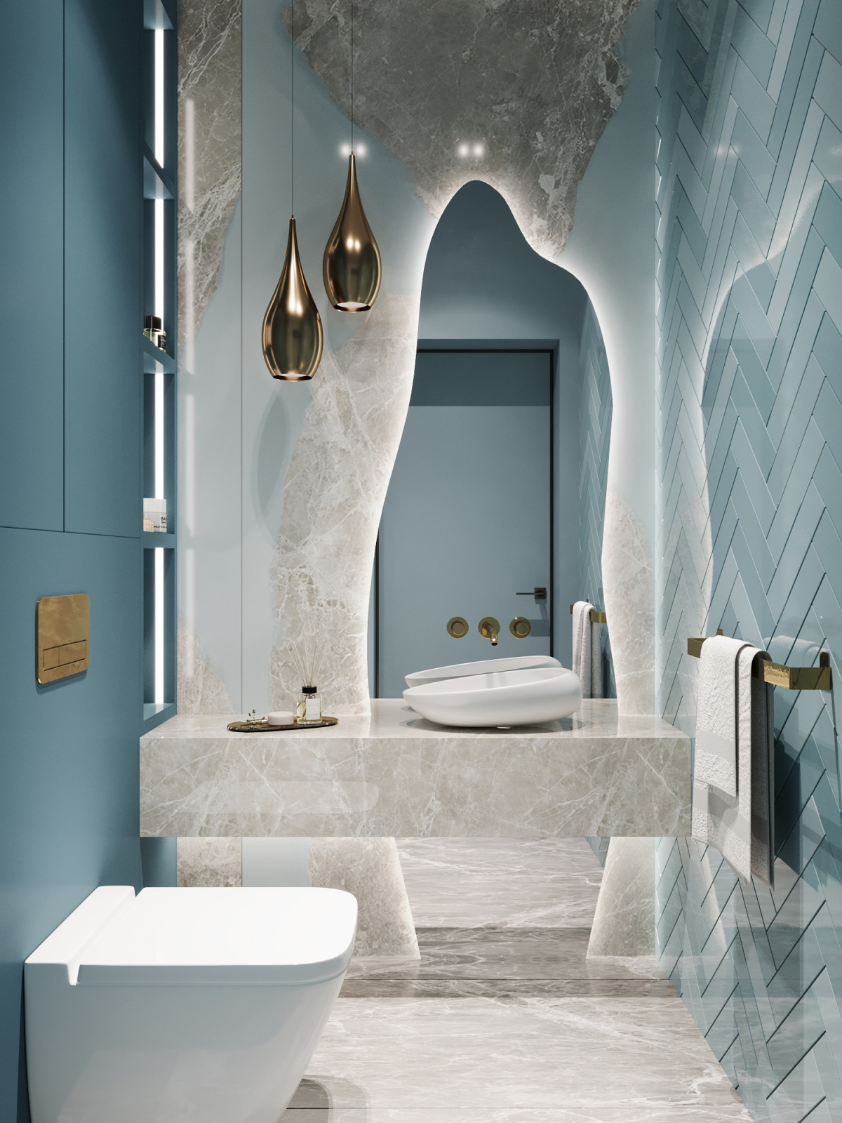 Дизайн-проект дома в голубых тонах