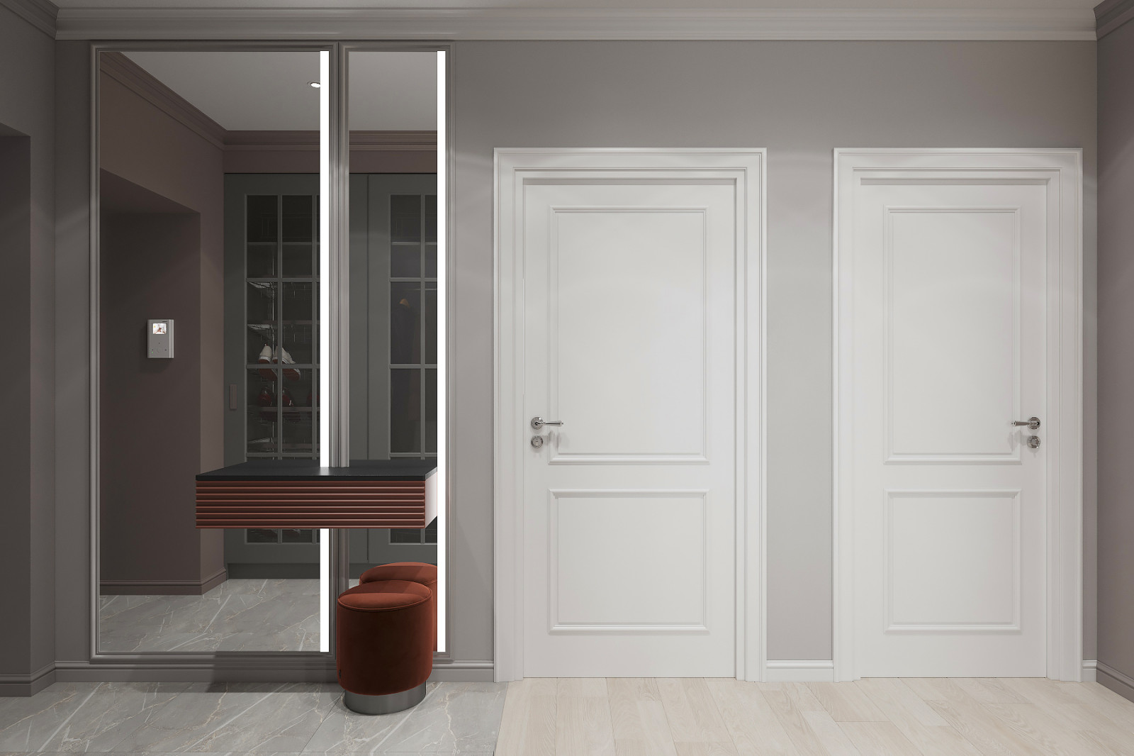 Яркая классика в трехкомнатной квартире