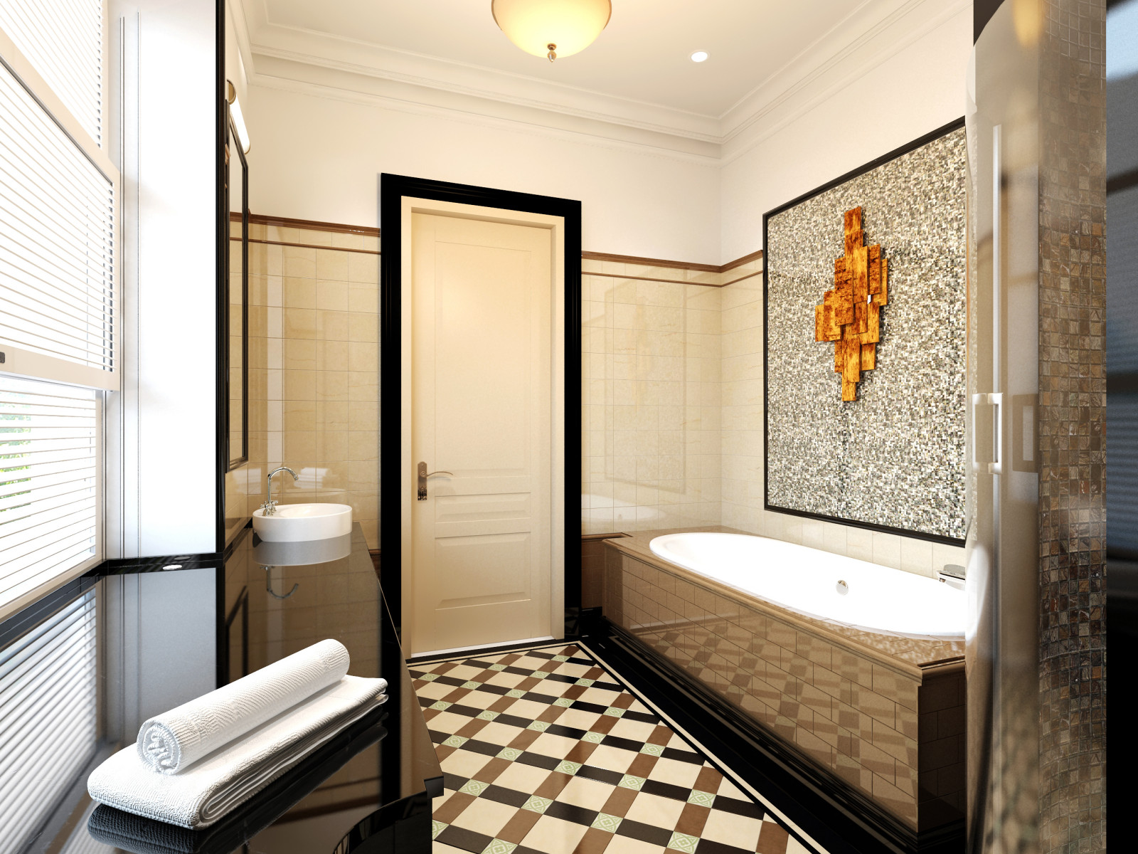 Интерьер частного дома. Ванная старшего сына