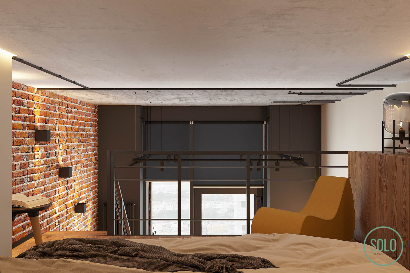 Лофт со спальней на втором уровне