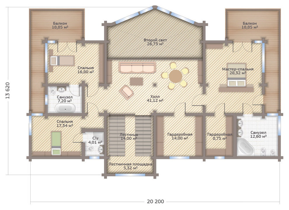 Проект дома из клееного бруса Д-195-481