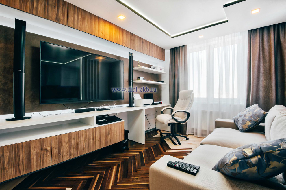 Обложка проекта: Гостиная - кухня в современном стиле для молодой семьи