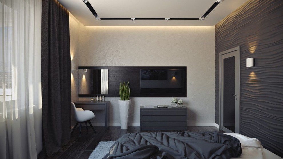 Дизайн интерьера спальни: эффектная контрастность