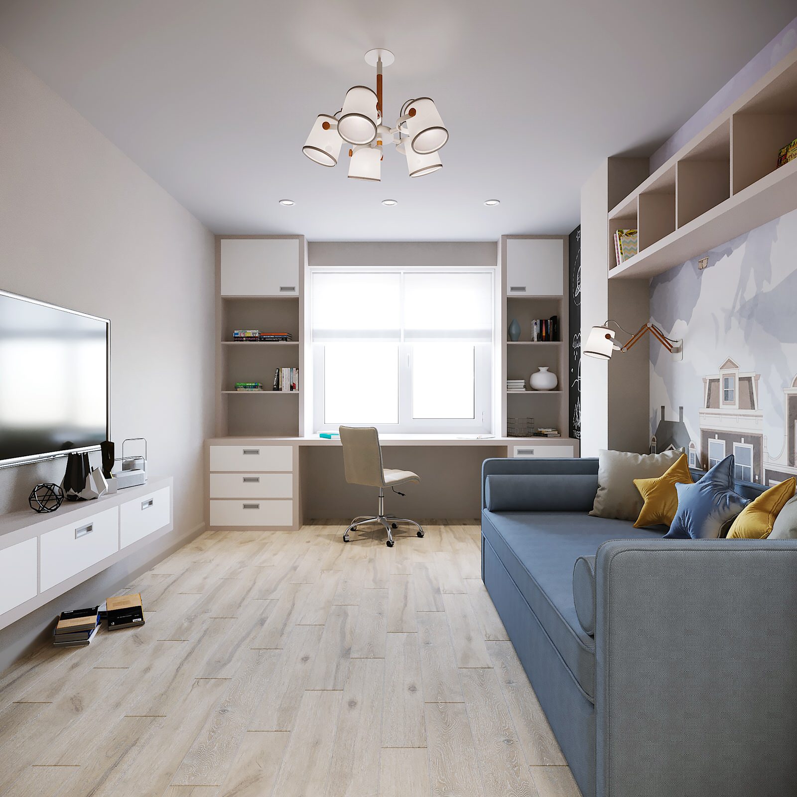 Спальня для мальчика в светлых тонах