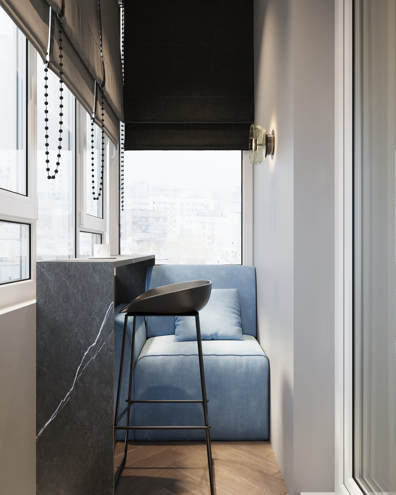 Лоджия. ЖК "Гринсайд". Квартира-студия 38 м²