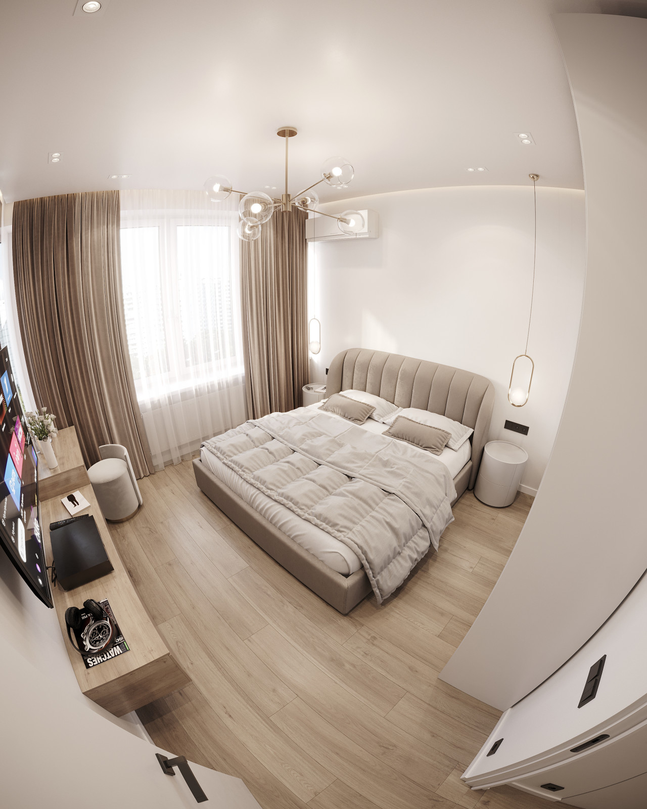 Дизайн и 3д-визуализация спальни в ЖК Преображение