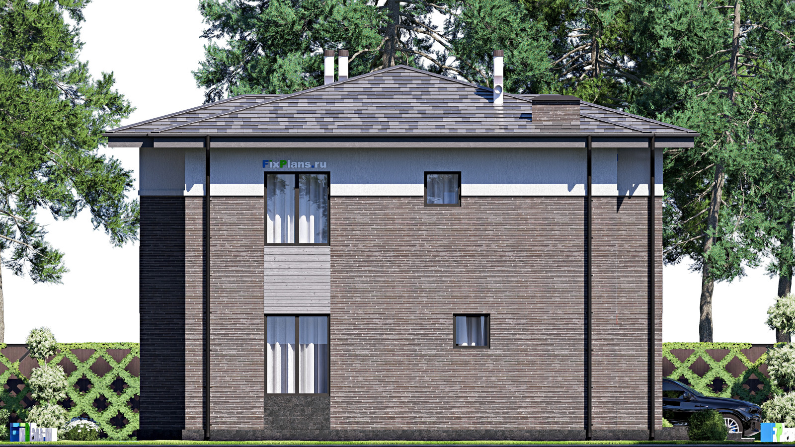 Проект двухэтажного дома 14х14 м S215м2 F-17657