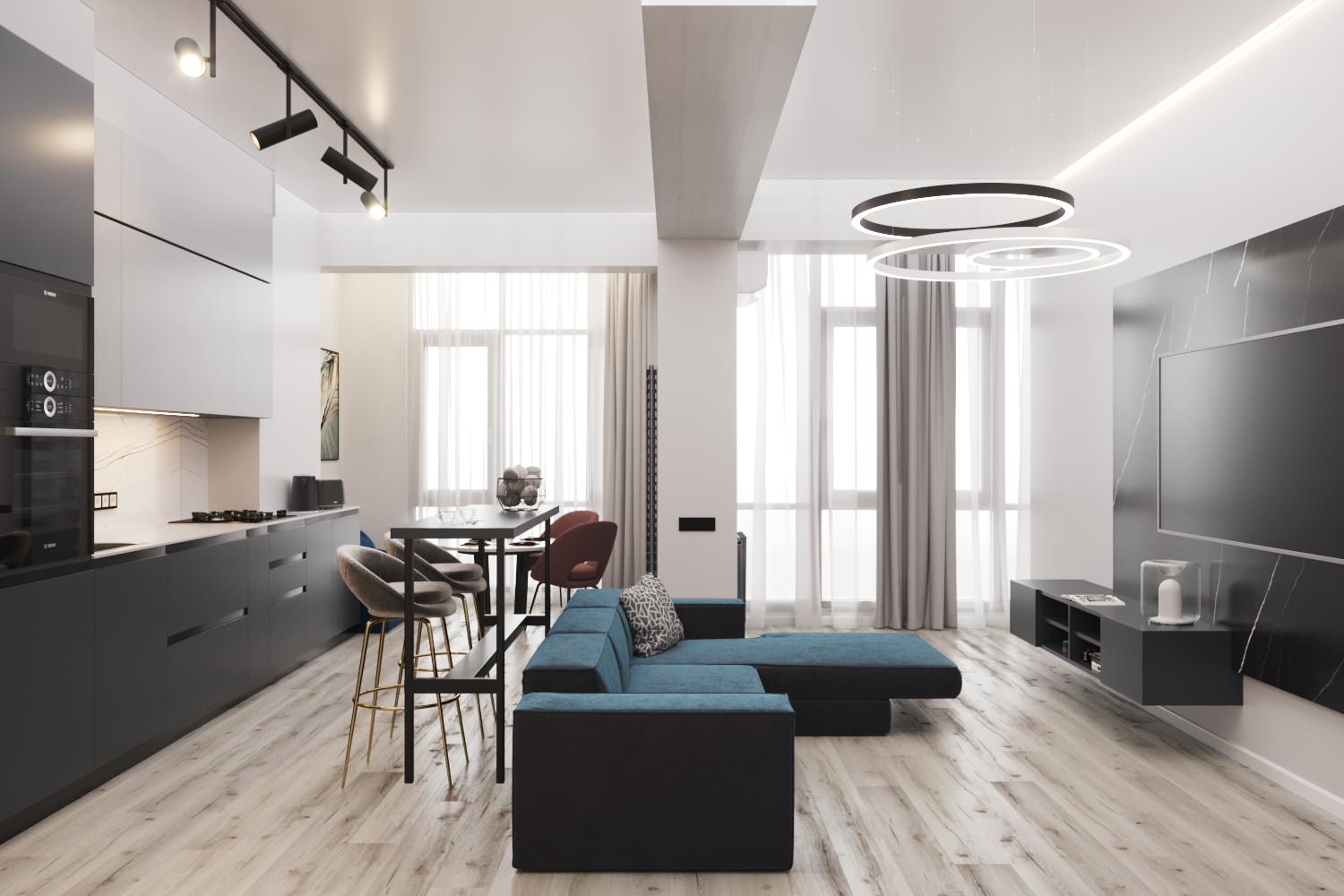 Двухкомнатная квартира общей 69 м2 в ЖК "Гагаринские высотки"