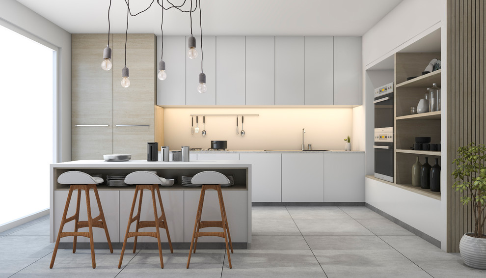 Просторная кухня с элементами стиля лофт