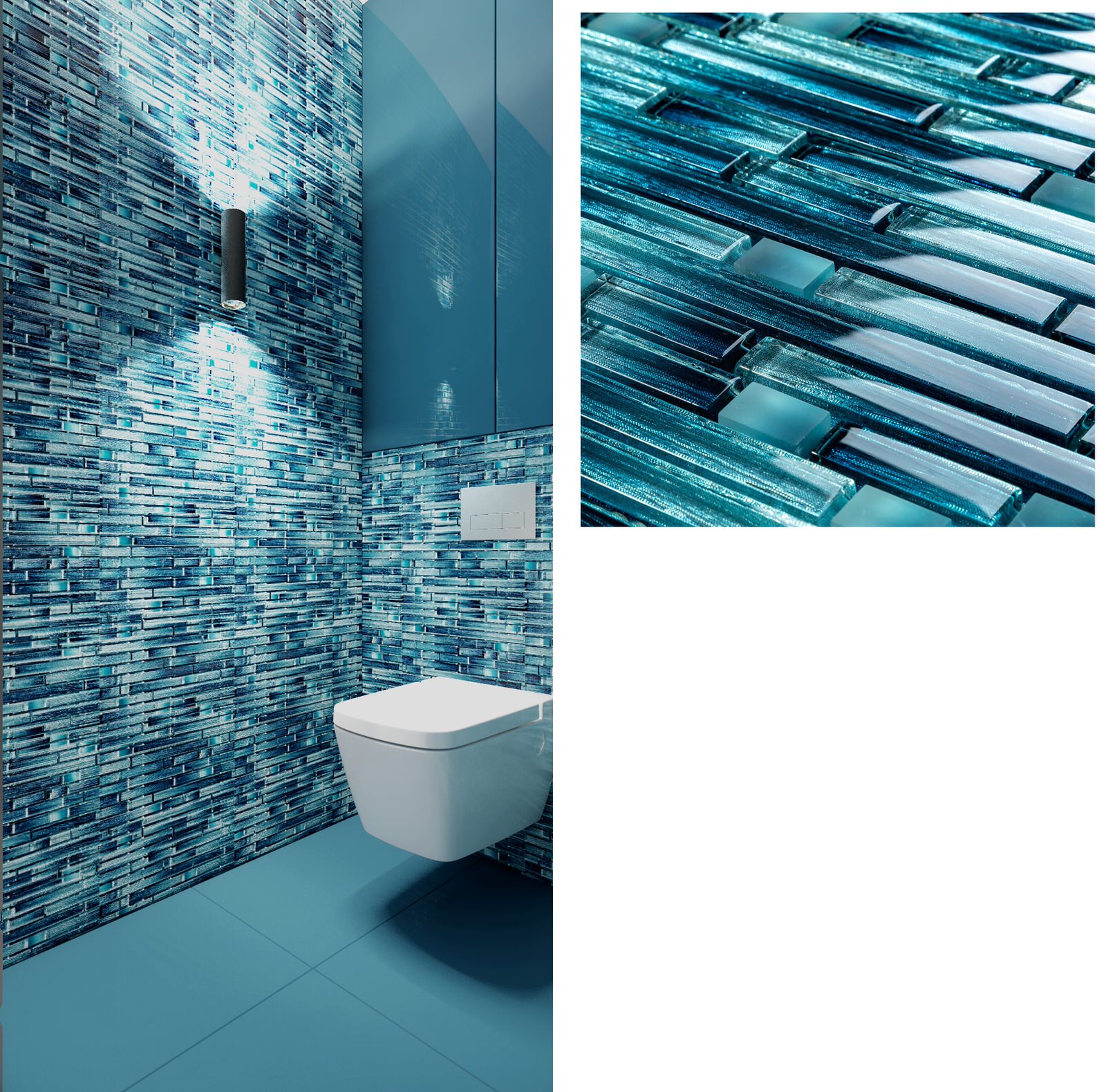 Хай тек в санузлах с плиткой Атем и экостиль с 3 Д панелью в спальне