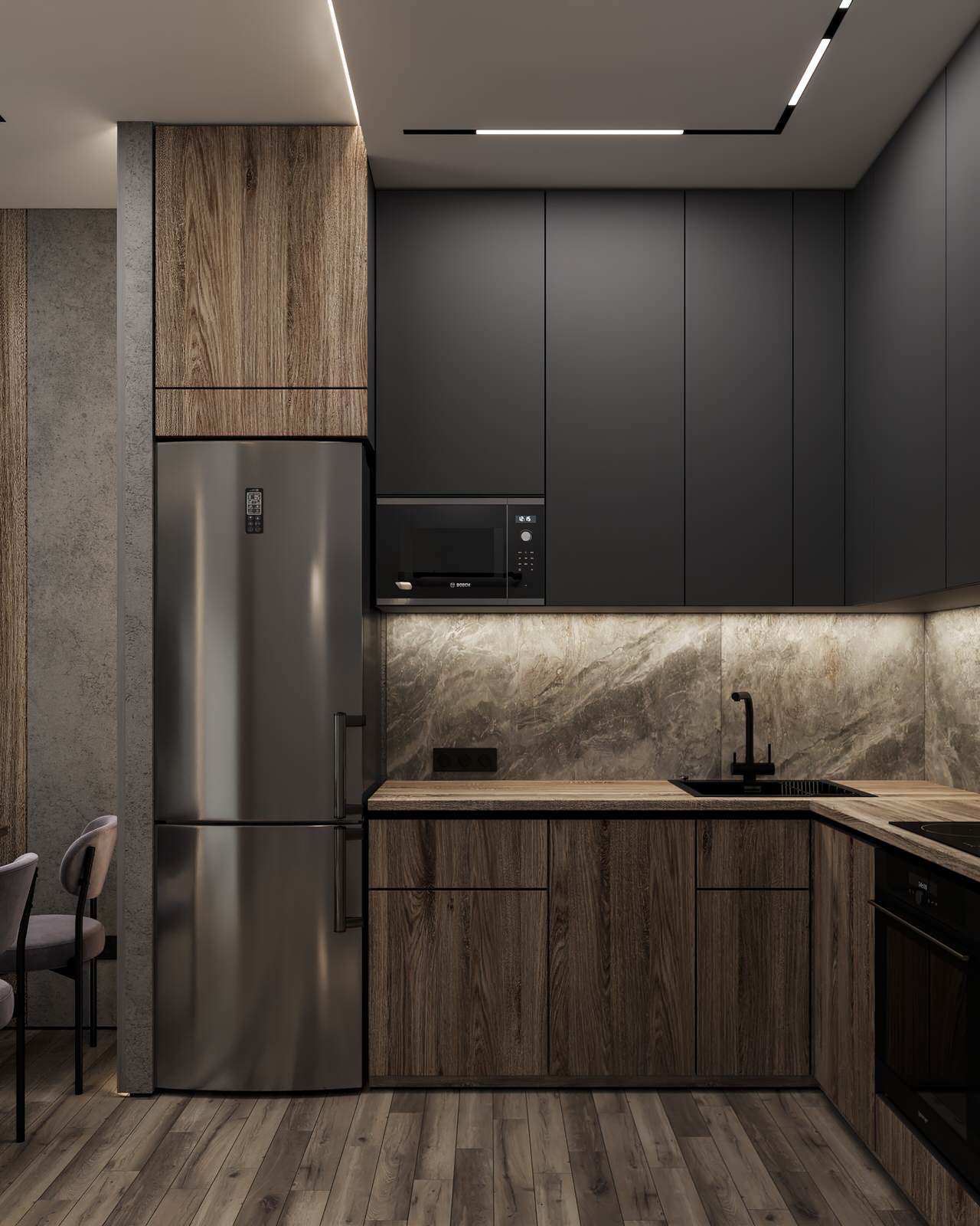 9. Gray house. Кухня-гостиная